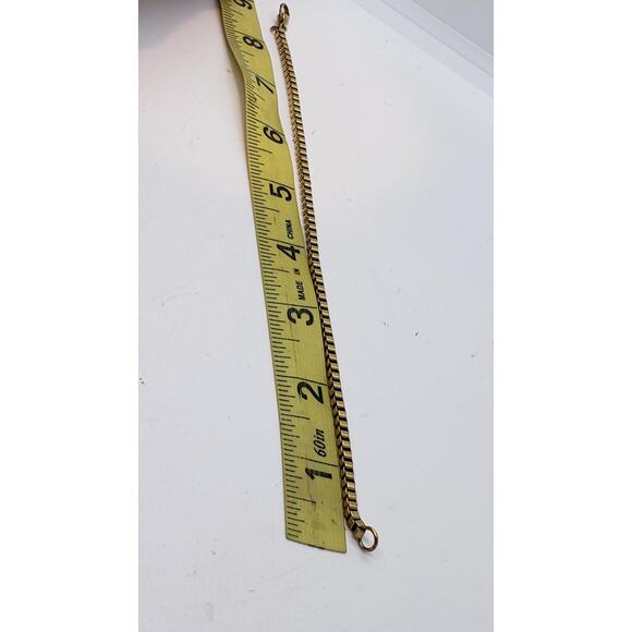 Gold Electroplate on Stainless Steel Box Chain Bracelet 8" Big Size - Picture 10 of 11